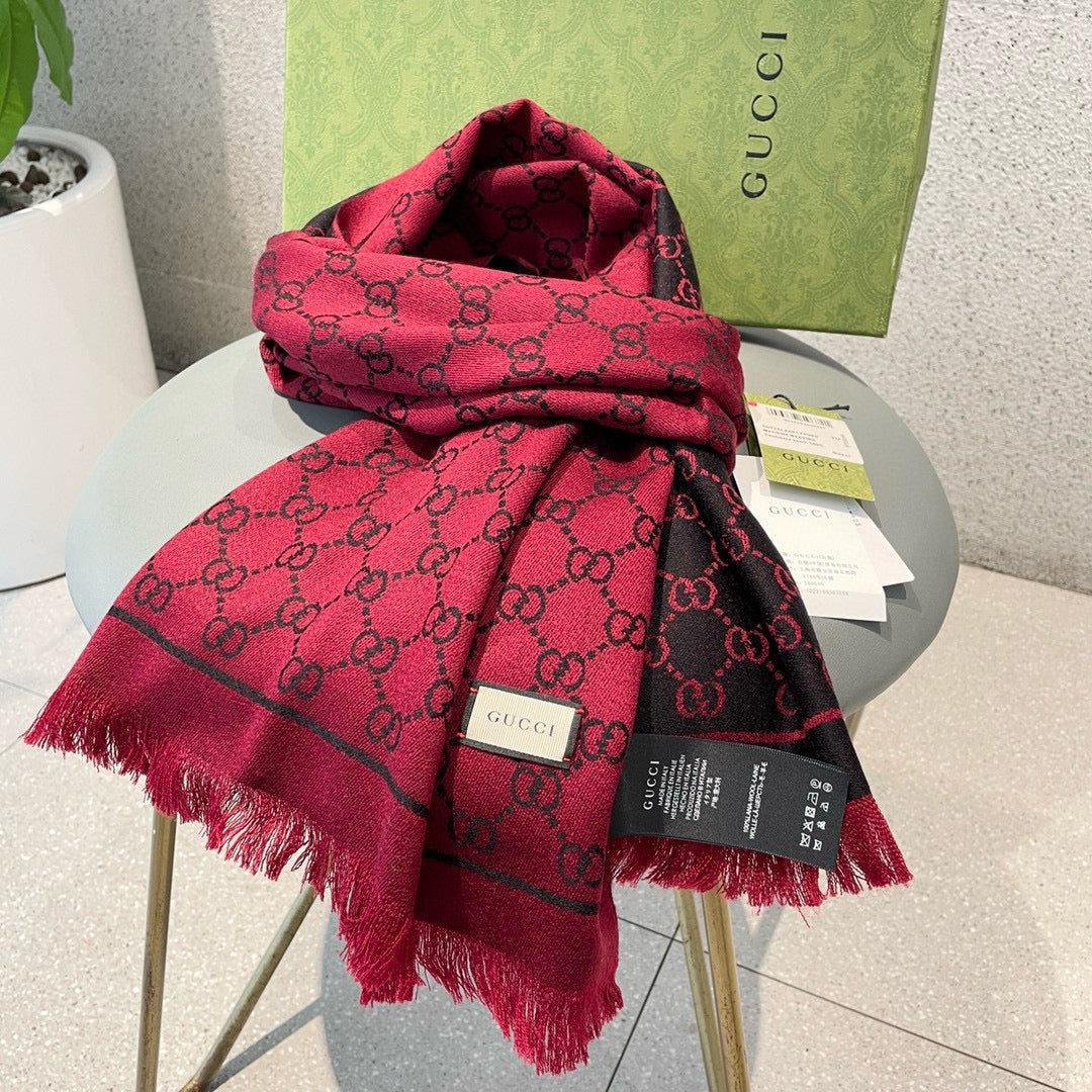 Jacquard Cashmere Scarf with GG Motif